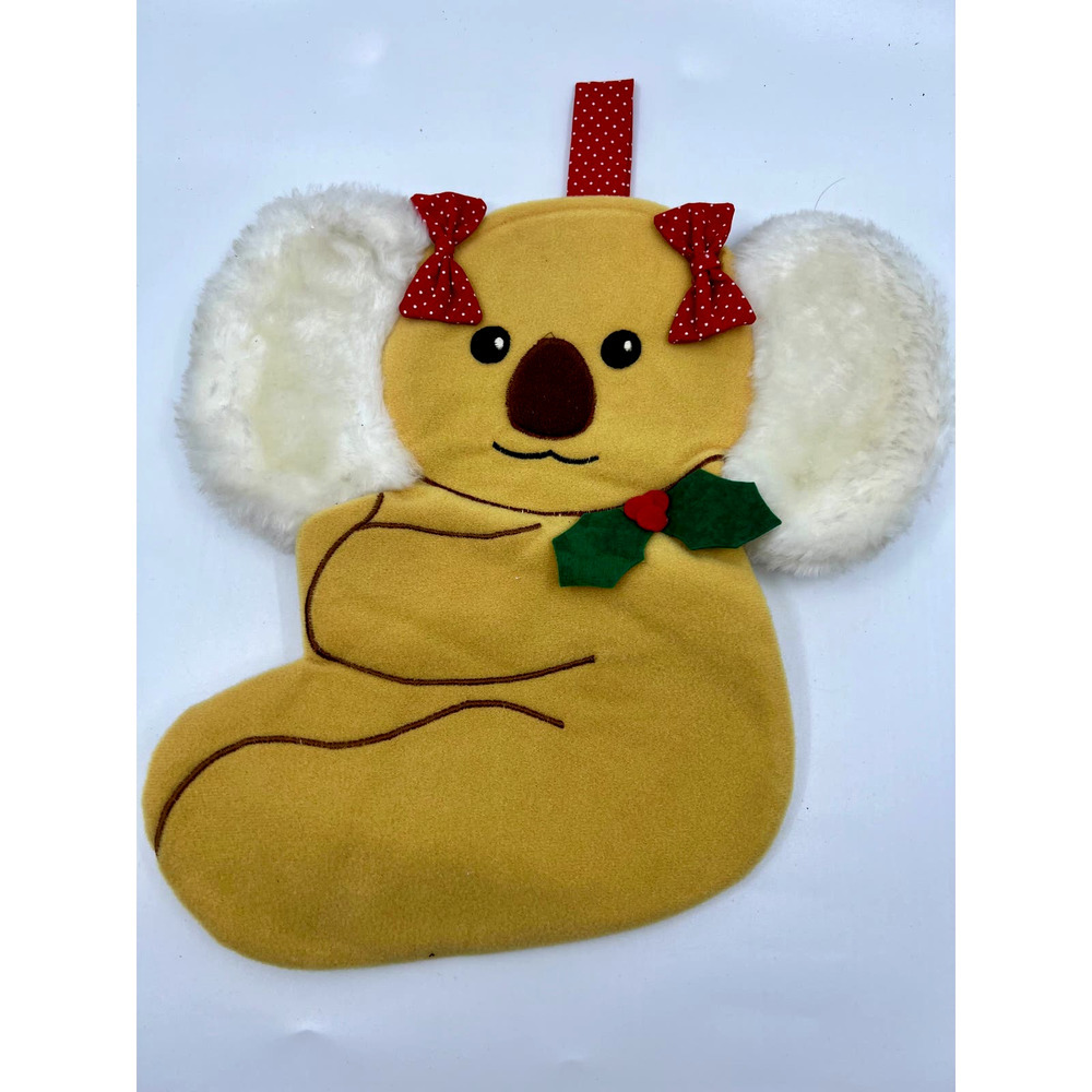 11" VNTG 1980's DAKIN TAN KOALA BEAR CHRISTMAS STOCKING STUFFED ANIMAL PLUSH NWT